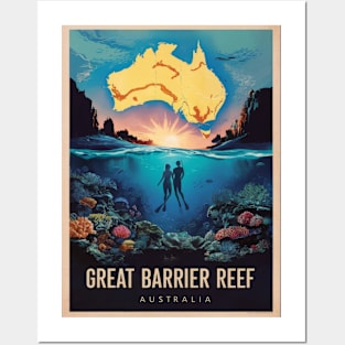 Vintage Retro Great Barrier Reef Adventure Posters and Art